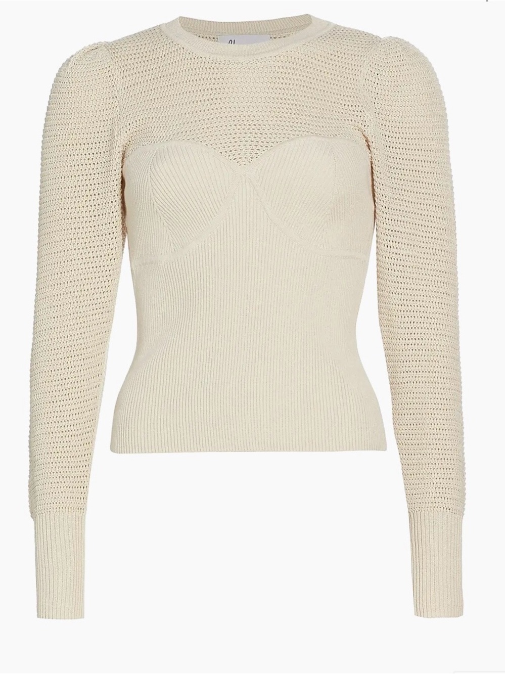 DH New York Blair Open Knit Rib Sweater Bustier Illusion Minimalist Coastal Chic